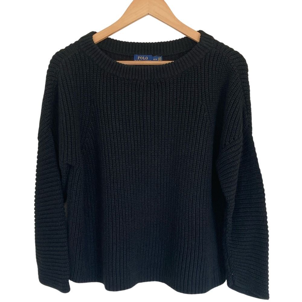 Polo by Ralph Lauren Black Ribbed Crewneck Sweater